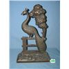 Image 1 : Large bronze peacock seated on fence door stop