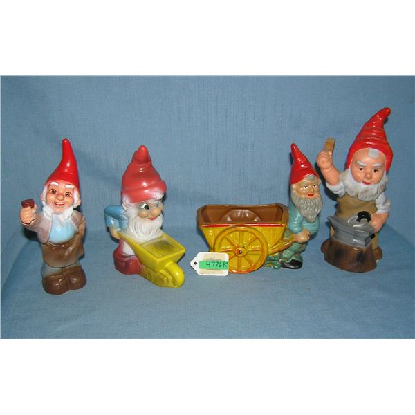 Group of 4 vintage painted gnomes