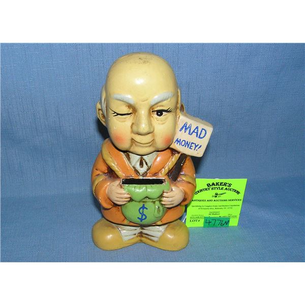 Mad Money ceramic savings bank circa 1950s to 1960s