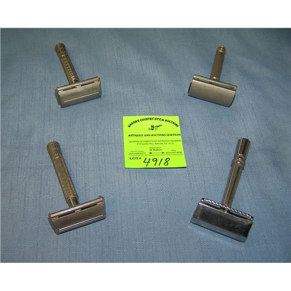 Group of 4 antique double edged razors