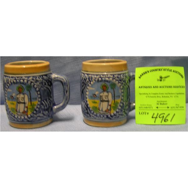 Bahamian policemen decorated miniature beer mugs