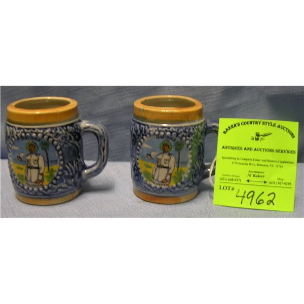 Bahamian policemen decorated miniature beer mugs
