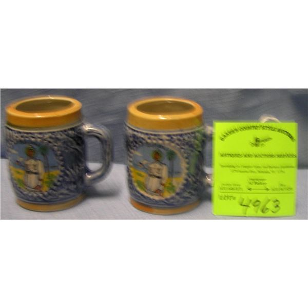 Bahamian policemen decorated miniature beer mugs