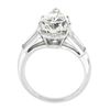 Image 9 : Vintage Platinum 3.62 ctw GIA Pear Brilliant & Baguette Diamond Engagement Ring