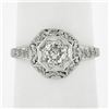 Antique Edwardian Platinum 0.61 ctw Diamond Octagonal Milgrain Engagement Ring