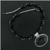 Image 1 : Vintage Handmade Navajo Silver Black Onyx Pendant on 18" Custom Bead Necklace
