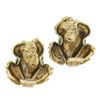 Image 1 : Boris Le Beau 18k Gold Detailed Green Enamel Ruby Eye Large Frog ClipOn Earrings