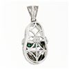 Image 2 : 18K White Gold.36 ctw Emerald Diamond Engraved Fancy Baby Girl Shoe Charm Pendan