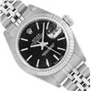 Rolex Ladies Stainless Steel Sapphire Quickset Black Index 18K White Gold Fluted