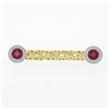Unique 18k TT Gold Rubellite Tourmaline Diamond Open Circle Work Bar Pin Brooch