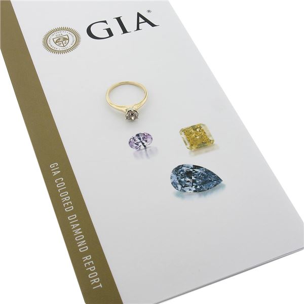 Antique 14k TT Gold .80 ctw GIA Old Cut Pinkish Brown Diamond Engagement Ring