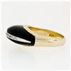 Image 6 : Vintage 14K Yellow Gold.13 ctw Pave Diamond & Domed Custom Cut Black Onyx Ring