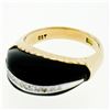 Image 9 : Vintage 14K Yellow Gold.13 ctw Pave Diamond & Domed Custom Cut Black Onyx Ring