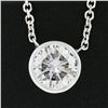 Image 4 : NEW 14k White Gold.84 ctw GIA Round Diamond Solitaire Pendant & Adjustable Chain