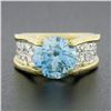 Image 2 : Vintage 18k TT Gold GIA FINE Round Brilliant Zircon Solitaire Pave Diamond Ring