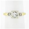 Vintage 14k Two Tone Gold 0.68 ctw Old European Diamond Solitaire Engagement Rin