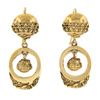 Vintage Victorian Revival 14k Gold Wire & Bead Open Work Drop Dangle Earrings