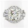 Image 2 : Vintage Platinum GIA 5.56 ctw Old Cut Round & Baguette Diamond Engagement Ring