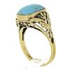 Image 1 : Vintage 14k Yellow Gold Cabochon Bezel Turquoise Open Filigree Work Ring