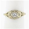 Antique Art Deco 18k Gold 0.26 ctw European Diamond Lambert Bros Filigree Ring