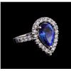 4.03 ctw Tanzanite and Diamond Ring - 14KT White Gold