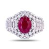 Image 1 : 2.58 ctw BURMESE Ruby and 1.28 ctw Diamond Platinum Ring (GIA CERTIFIED)