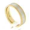 Image 7 : Men's Solid 18k Yellow Gold & Platinum 6mm Wide Brushed Finish Wedding Band Ring
