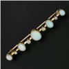 Antique Victorian 15k Gold Bezel Set Oval Cabochon Opal & Diamond Bar Pin Brooch