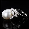 Image 3 : 13.0mm PEAR SHAPE White South Sea Pearl and 1.35 ctw Diamond Platinum Ring