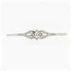 Image 1 : Antique Edwardian Platinum Top 18k Gold 0.55 ctw Diamond Milgrain Bar Pin Brooch