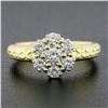 Image 8 : Vintage 18k TT Gold 0.80 ctw Round Cut Prong Fiery Diamond Flower Cluster Ring