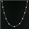 Image 4 : 14k Gold Long White Pearl by the Yard 24" Popcorn Link Chain Station Necklace