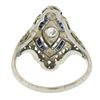 Image 3 : Antique Art Deco 18K Gold .12 ctw Diamond & Sapphire Filigree Navette Dinner Rin