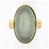 Image 1 : 22K Gold Large GIA Oval Cabochon Bezel Cat's Eye Moonstone Trillion Peridot Ring