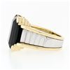 Image 6 : Vintage Unisex 18k Gold & Platinum Large Rectangular Black Onyx Step Design Ring