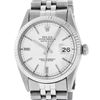 Rolex Mens Stainless Steel 36MM Silver Index 14K White Gold Bezel 36MM Datejust