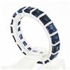 Image 7 : Platinum 4.45 ctw Square Step Cut Sapphire Bar Channel Eternity Stack Band Ring