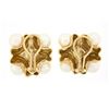 Image 5 : 14k Yellow Gold 0.15 ctw Pave Diamond w/ 7.6mm Pearl Corners Dome Button Earring