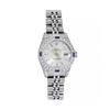 Image 2 : Rolex Ladies Quickset Stainless Steel Silver Index 18K White Gold Diamond & Sapp