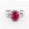 Image 1 : 3.13 ctw Ruby and 0.37 ctw Diamond Platinum Ring