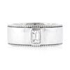 Image 4 : NEW 14k Gold GIA 0.53 ctw Emerald Cut Diamond Solitaire Milgrain Wide Band Ring