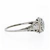Image 5 : Antique Art Deco 18k Gold 0.26 ctw European Diamond Solitaire Etched Filigree Ri
