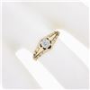 Image 3 : Antique 14k Gold 0.30 ctw Old European Diamond Engagement Ring w/ Repousse Sides