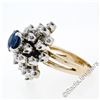 Image 4 : Vintage 14K TT Gold 3.26 ctw Round Sapphire Diamond Tiered Snowflake Cluster Rin