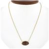 New 14k Yellow Gold Oval Orange Banded Agate Pendant Adjustable Chain Necklace