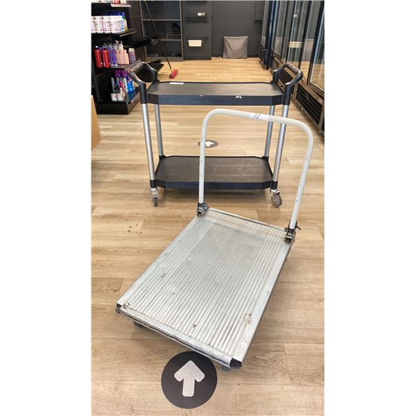1 WESTLAB 2 TIER ROLLING CART & 1 METAL FOLDING HANDLE UTILITY CART