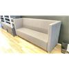 Image 1 : GREY FABRIC UPHOLSTERED  MODERN BENCH SEAT APPROX 87"L