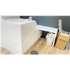 Image 1 : WHITE MODERN L-SHAPED COMMERCIAL CHECKOUT STAND APPROX 56"W X 49.2"D X 40"H