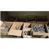 Image 2 : WOODEN SHELF OF ASSORTED HARDWARE, TRAILER HITCHES, SHEAR STUDS, MACHINE BOLTS, COOPER LIGHTING
