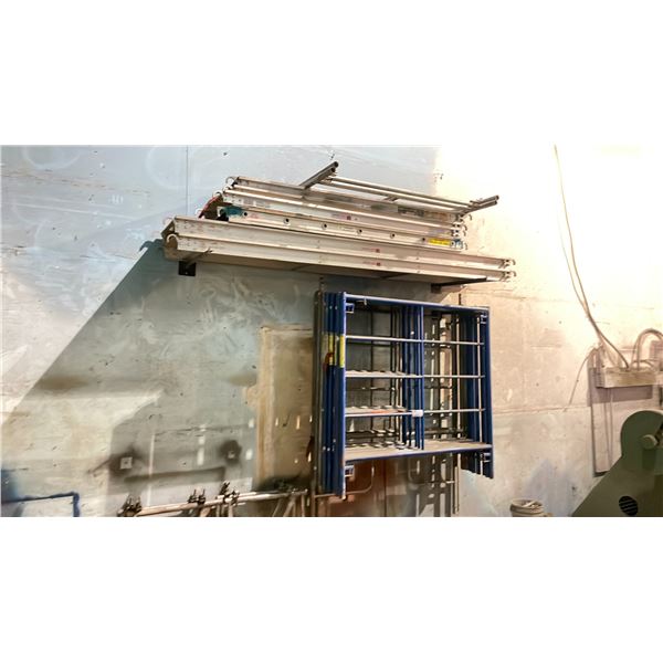 ASSORTED SCAFFOLDING PARTS UPRIGHTS, WALK PLANKS, SIDE BARS & STABILIZING BARS